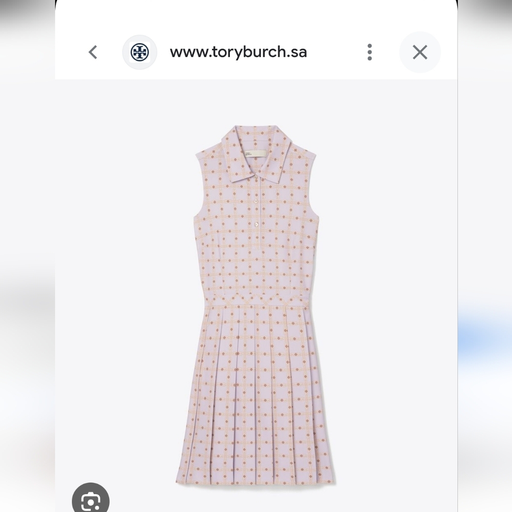 Tory Burch Lavender & Gold Chain-Link Pleated Tennis Dress XL